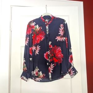 Johnny Was Blue Red Buttoned Blouse